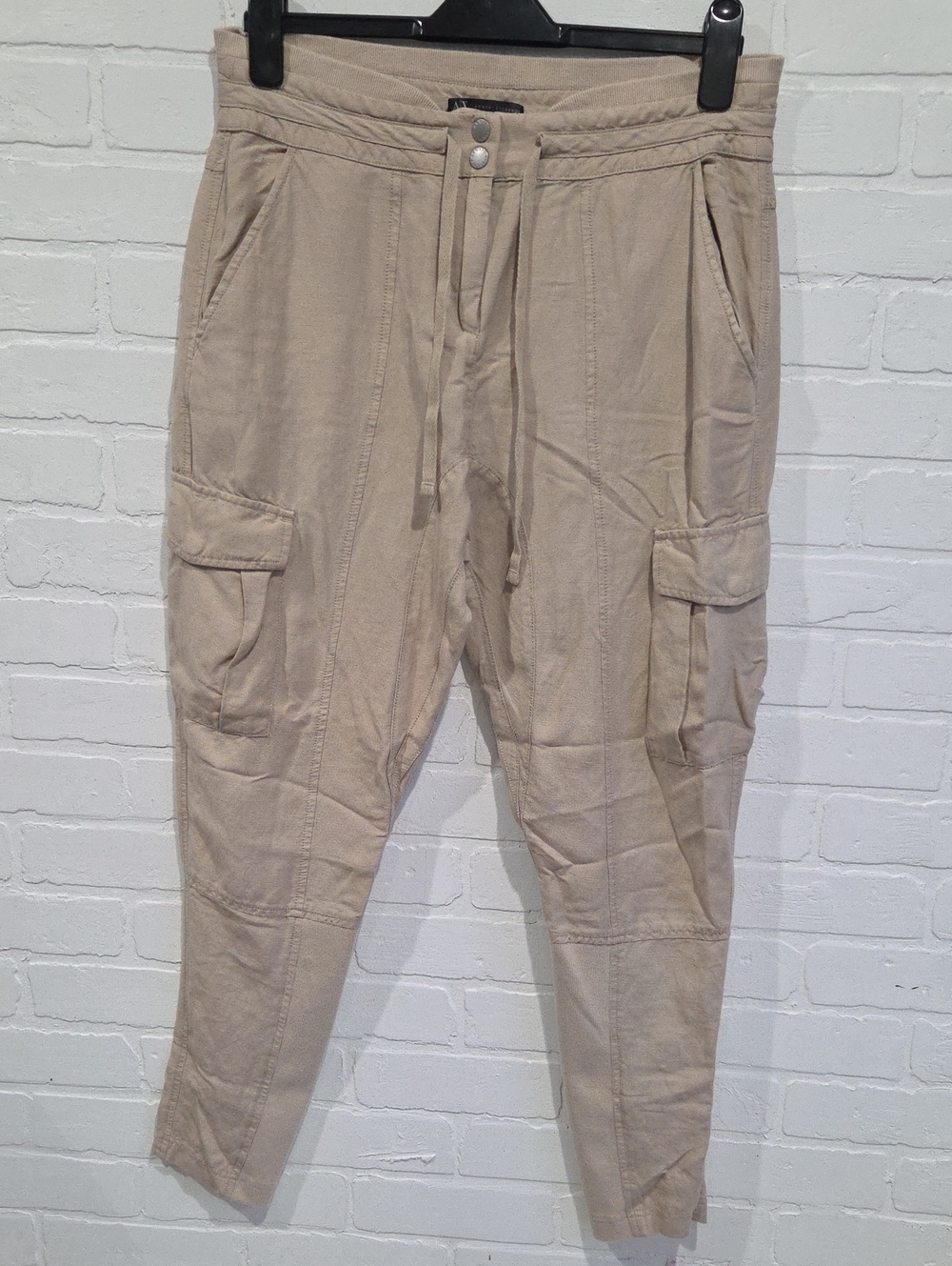 Armani Exchange Beige Cargo Jogger Pants